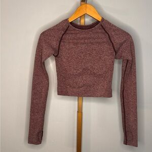 PINK Victoria's Secret Burgundy Long Sleeve Crop Top